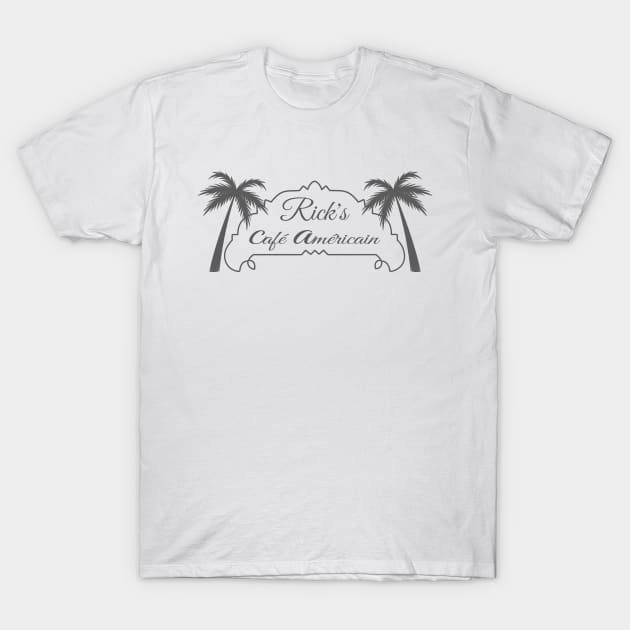 Rick's Cafe Americain w/palm trees T-Shirt by MrGekko